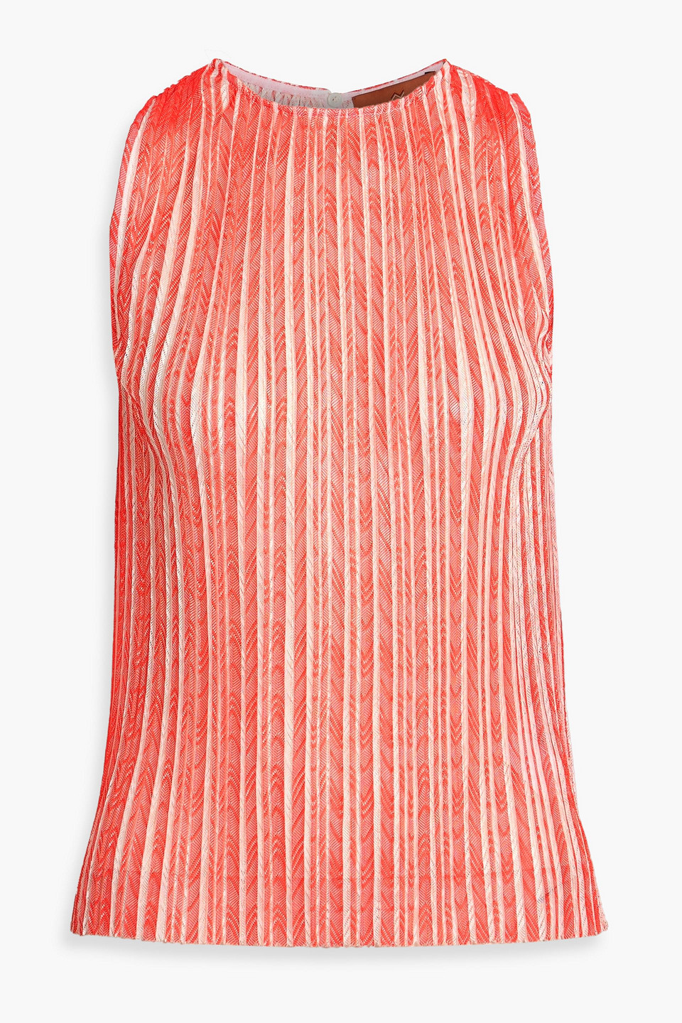 Missoni Pleated Crochet-knit Top In Orange