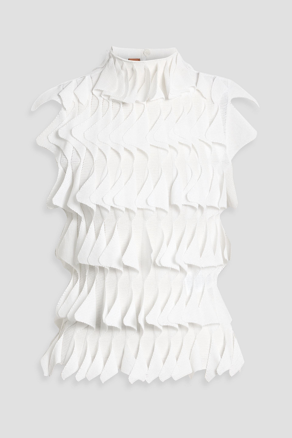 Missoni Ruffled Crochet-knit Top In White