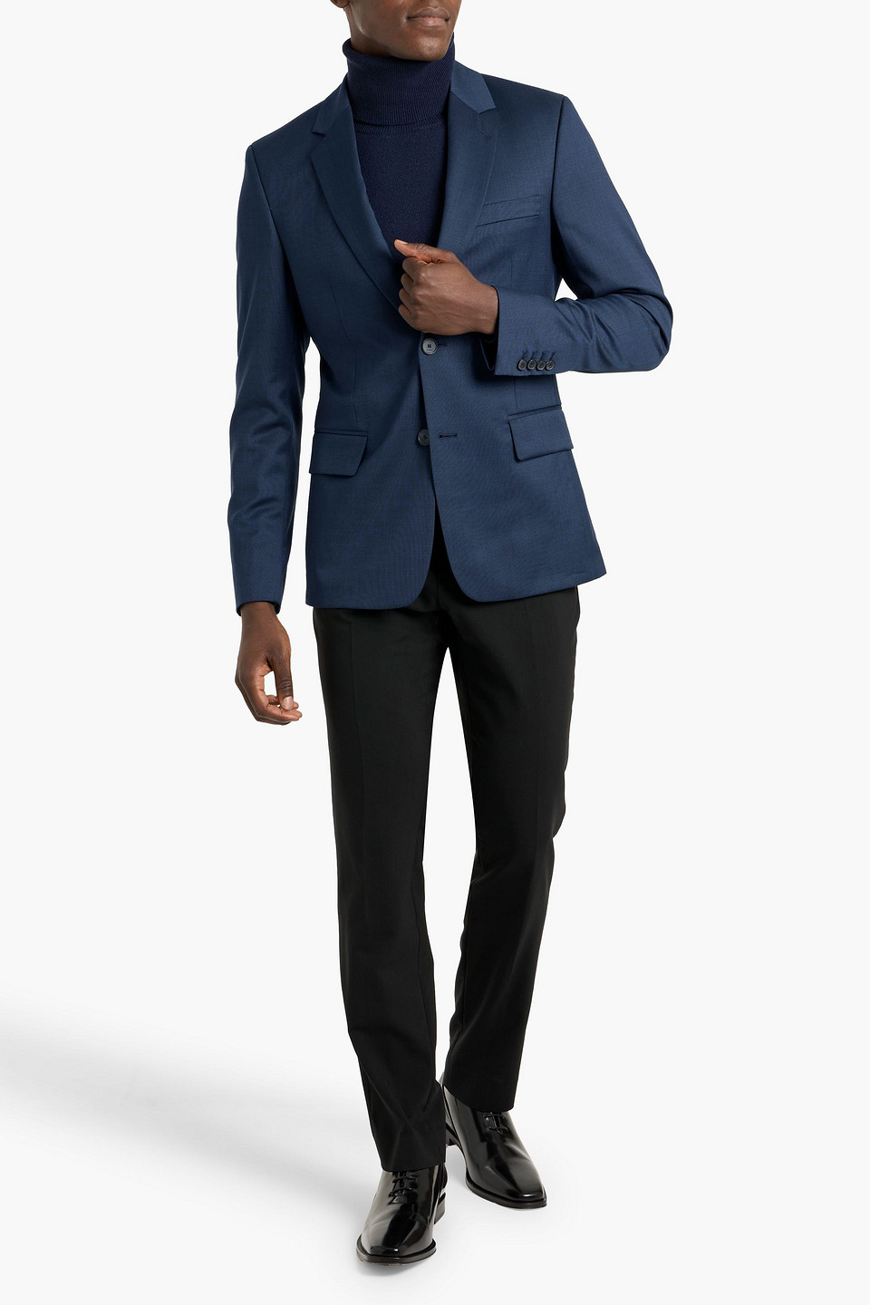 Sandro Wool-tweed Blazer In Blue