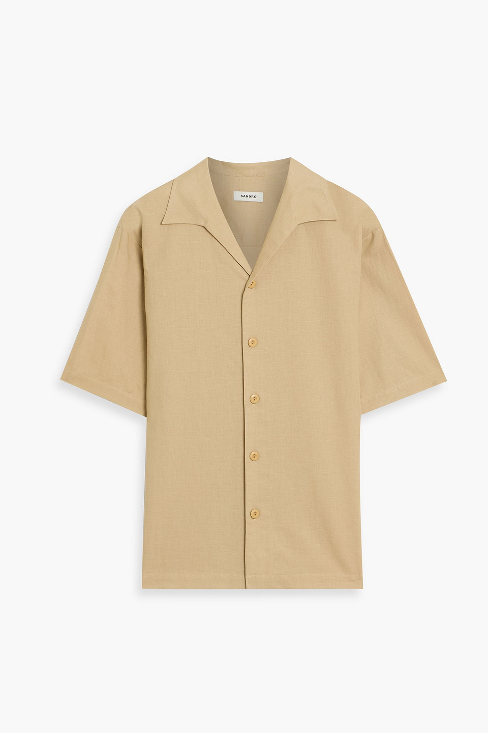sandro - cotton and linen-blend shirt - neutral - m