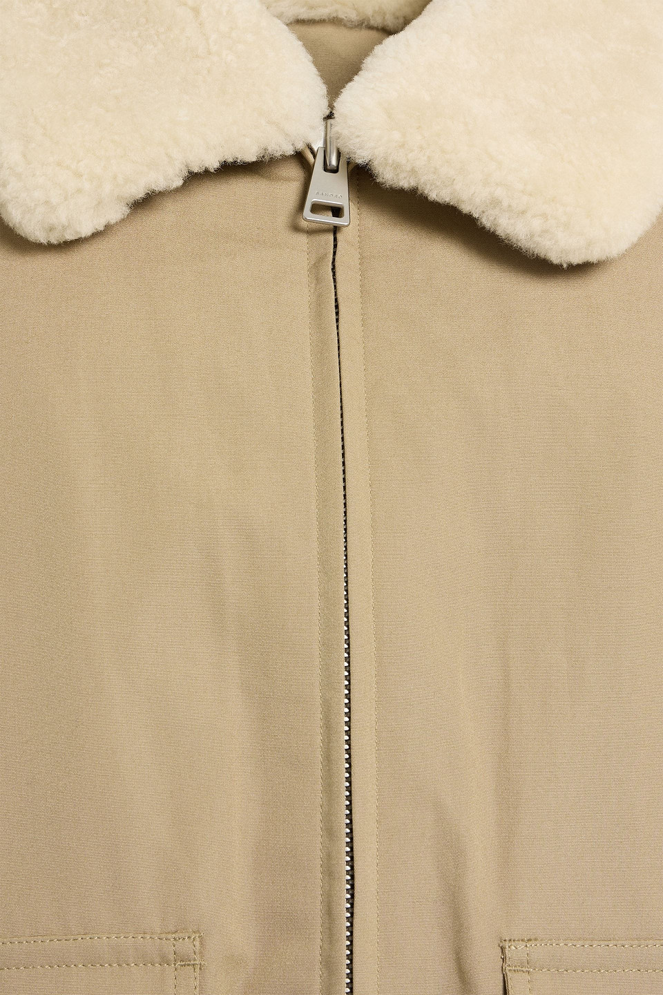 Sandro Shearling-trimmed Cotton-canvas Jacket In Multi