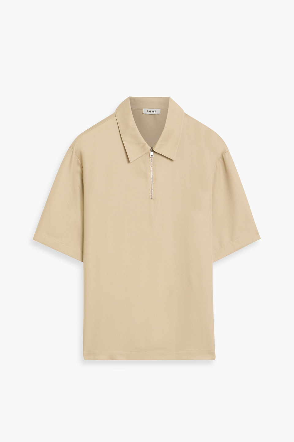 Sandro Knitted Polo With Zip Collar In Gold