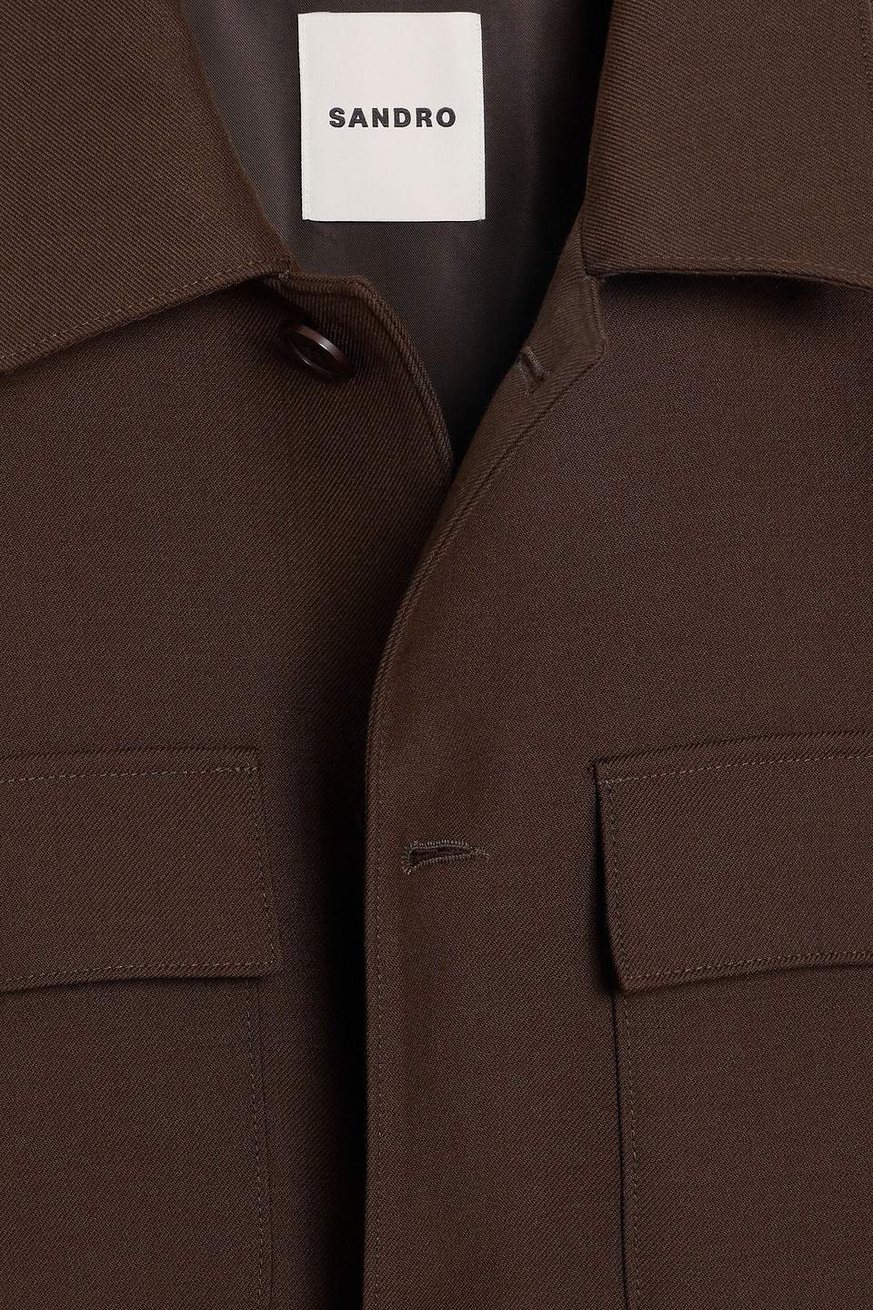 Sandro Twill Overshirt In Brown