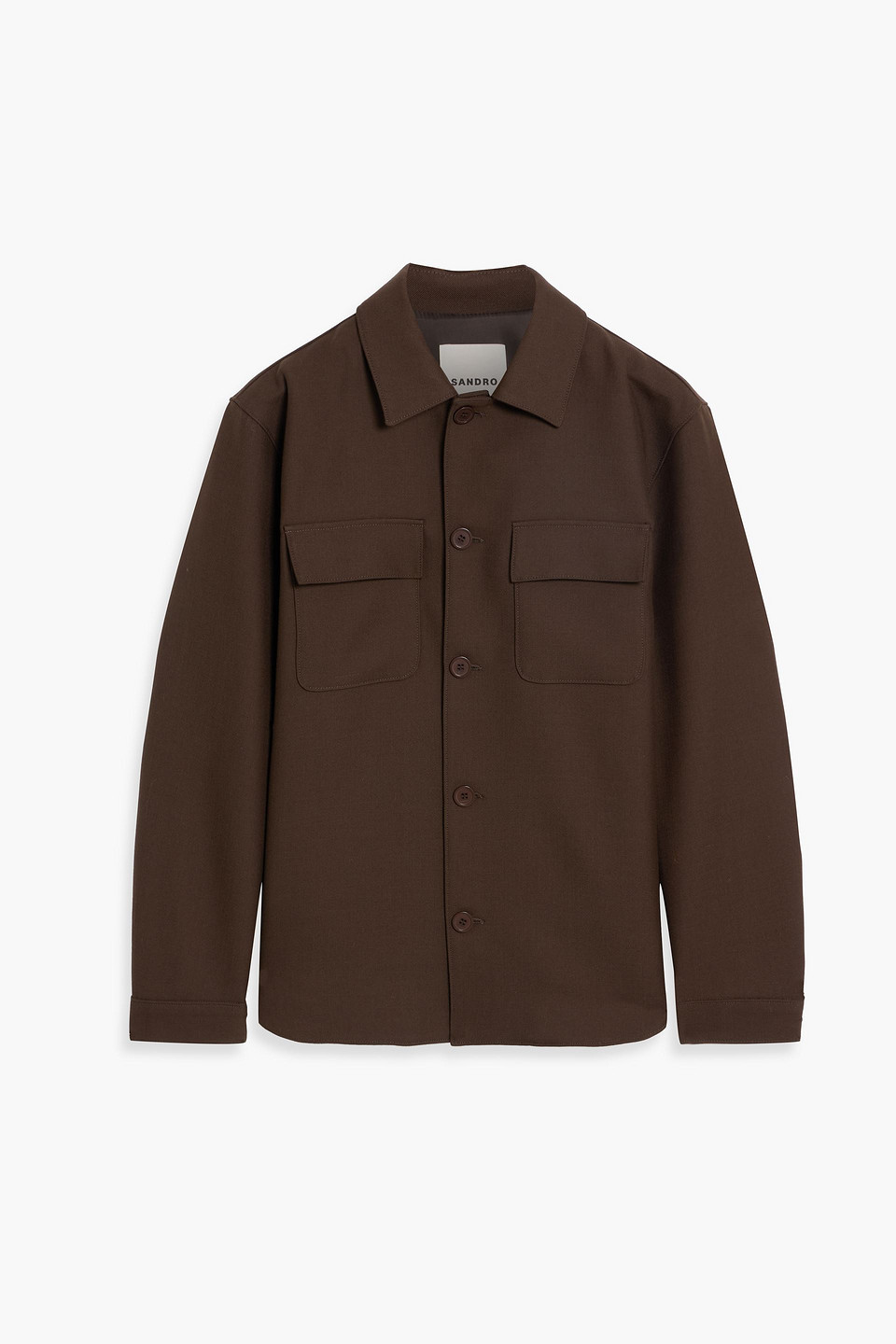 Sandro Twill Overshirt In Brown