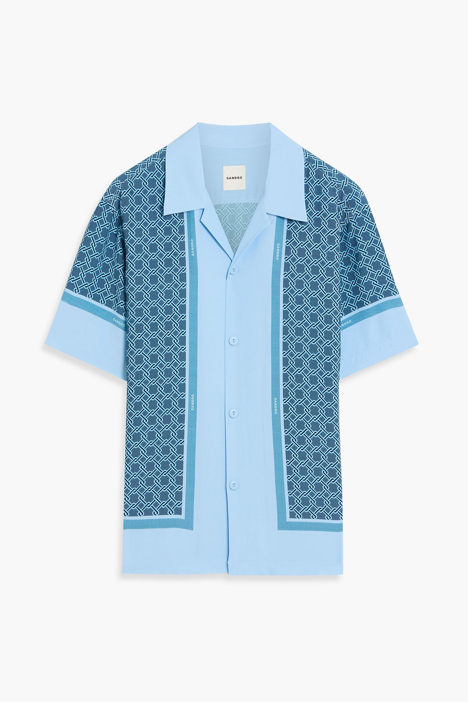 sandro - printed crepe shirt - blue - s