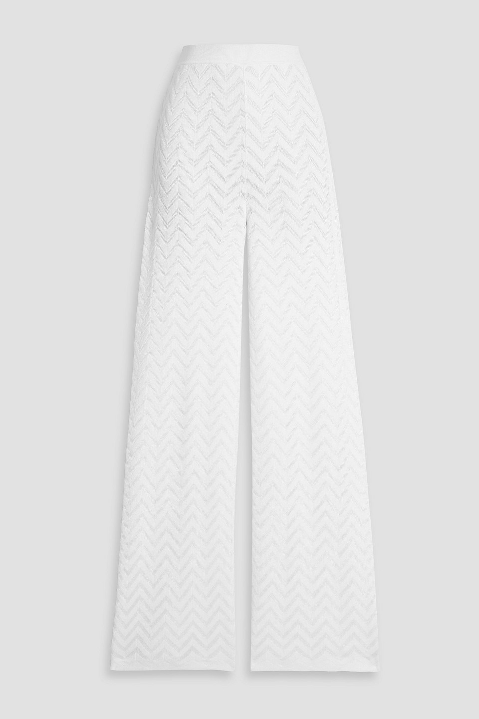 Missoni Crochet-knit Cotton-blend Straight-leg Pants In White