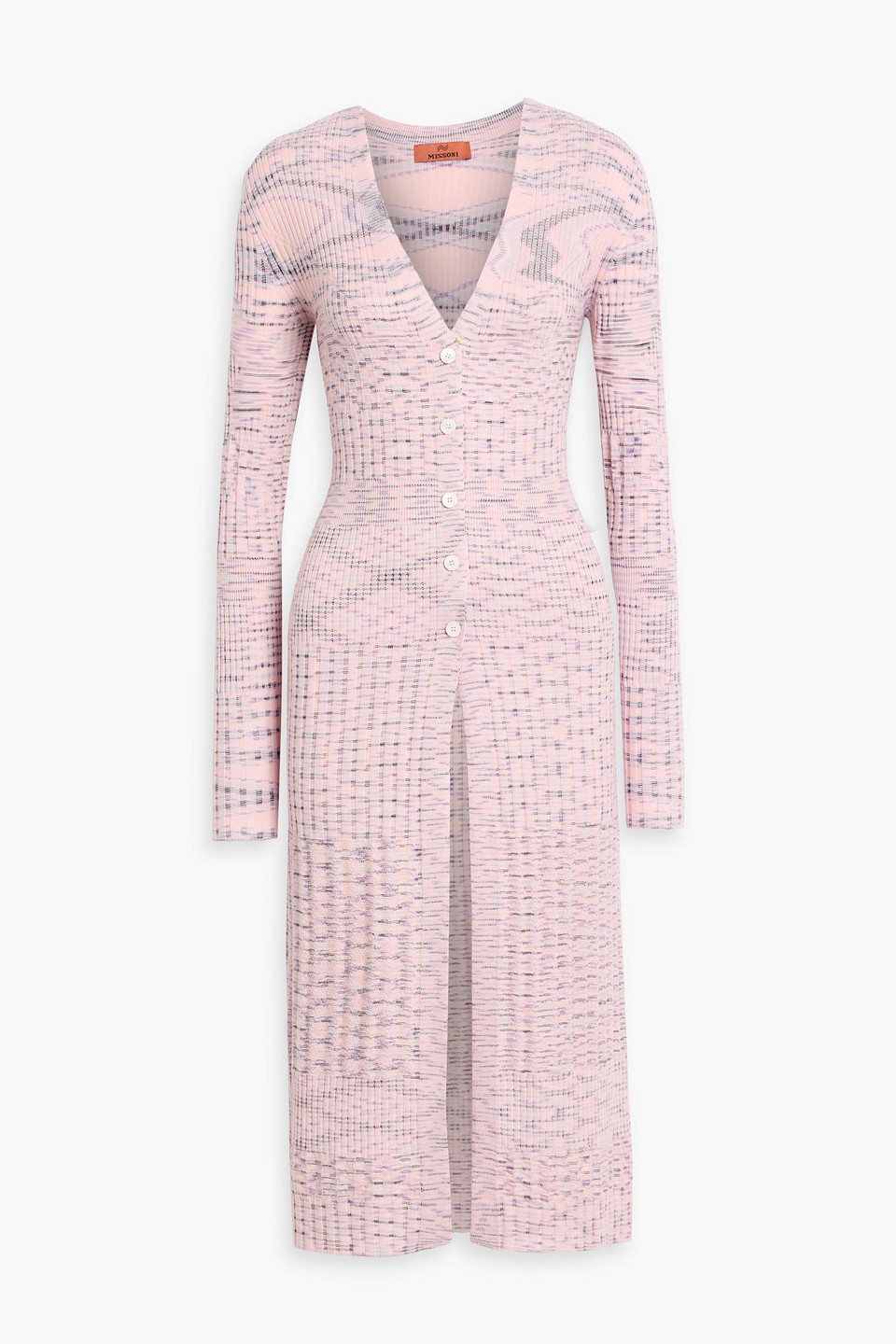 Missoni Space-dyed Ribbed Wool Cardigan In Pink