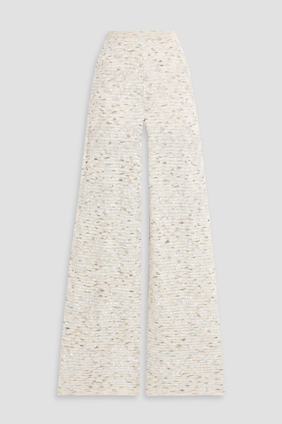 Missoni Sequin-embellished Metallic Crochet-knit Wide-leg Pants In White