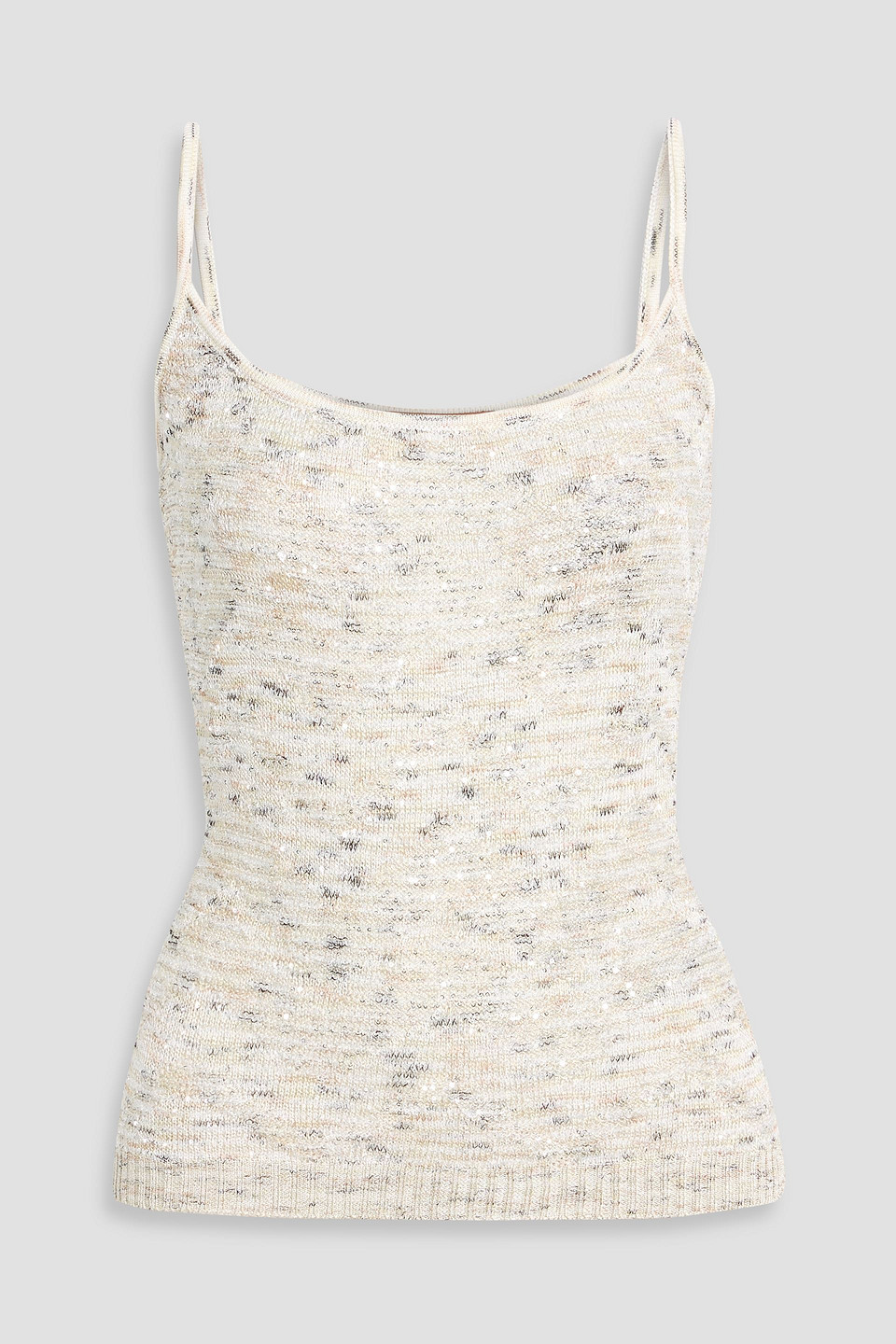 Missoni Sequin-embellished Metallic Crochet-knit Camisole In Sand