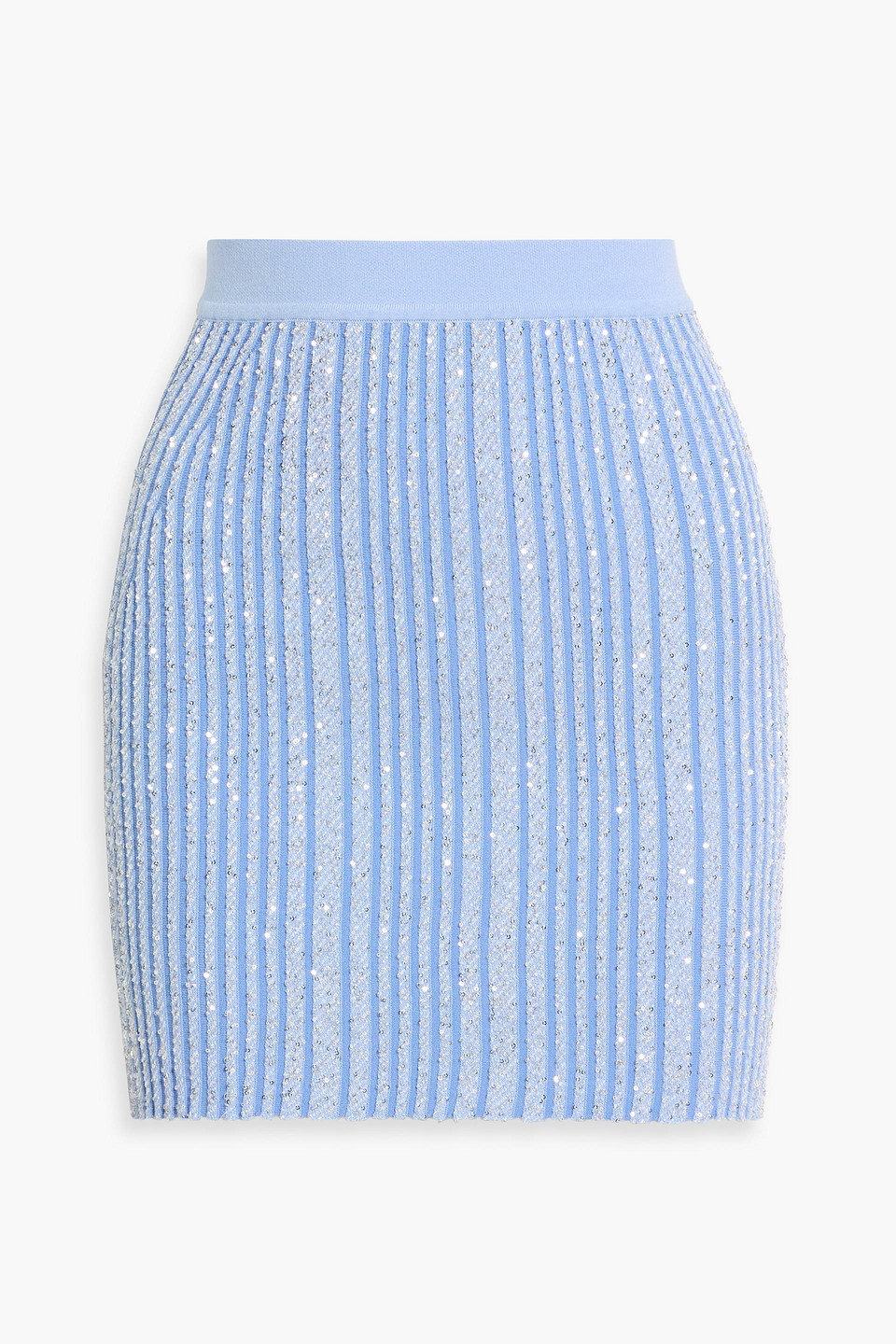 Missoni Sequin-embellished Ribbed-knit Mini Skirt In Blue