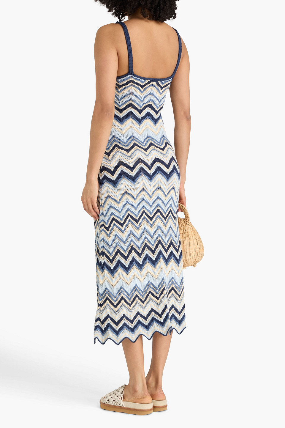  Maje - Midi-strickkleid Mit Metallic-effekt In Häkeloptik - Blau - Fr 38 