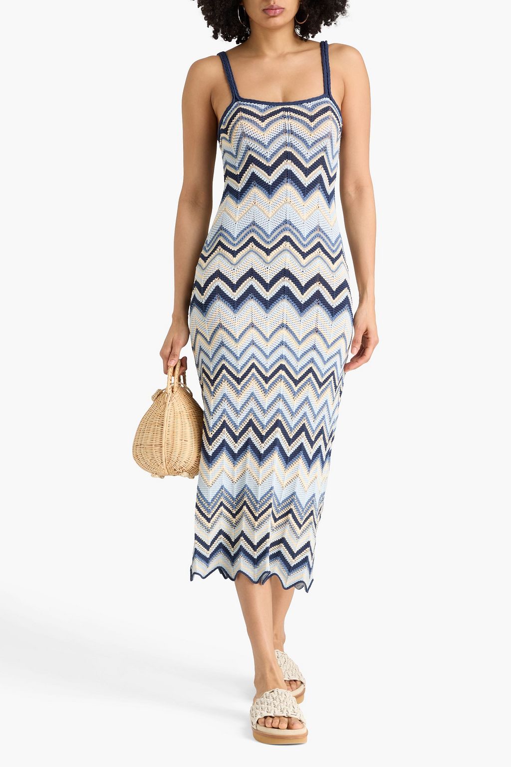 MAJE Metallic crochet-knit midi dress | THE OUTNET
