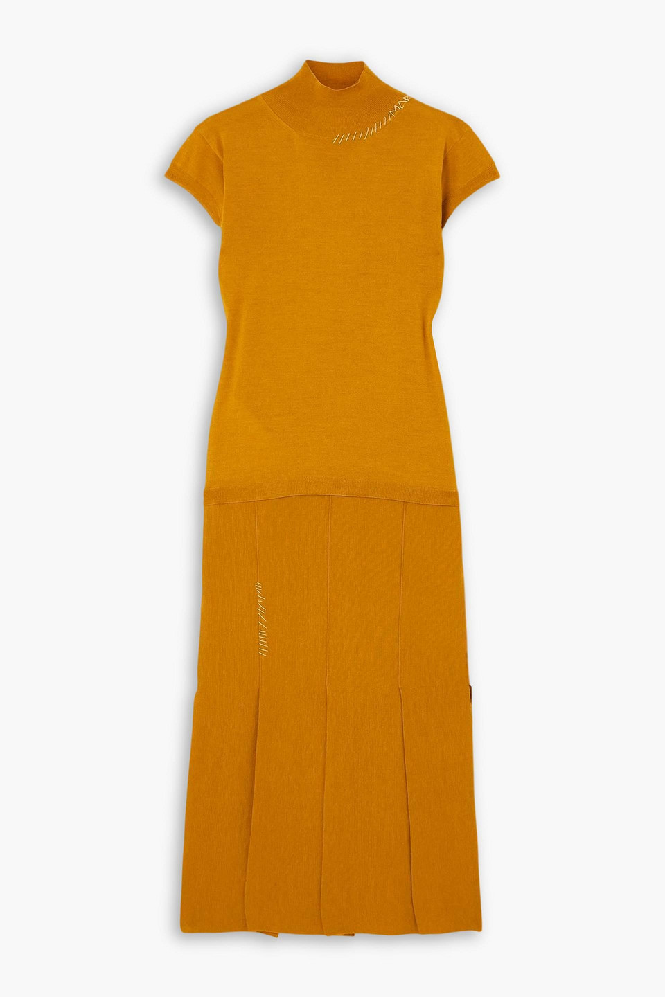 Marni Wool And Silk-blend Turtleneck Midi Dress In Yellow