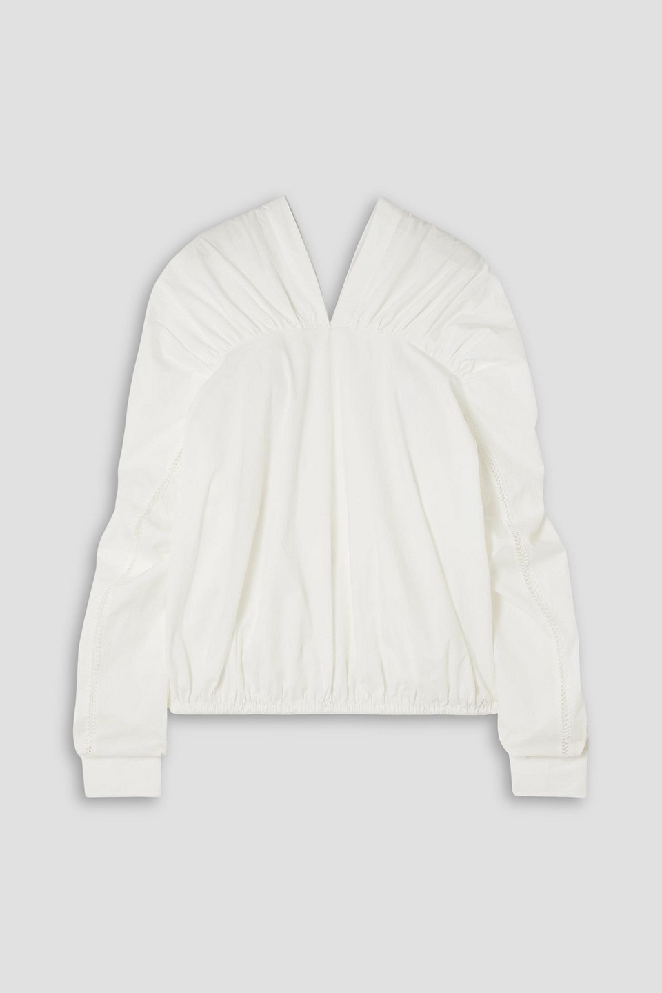 Diotima Braceback Embroidered Cotton-poplin Blouse In White