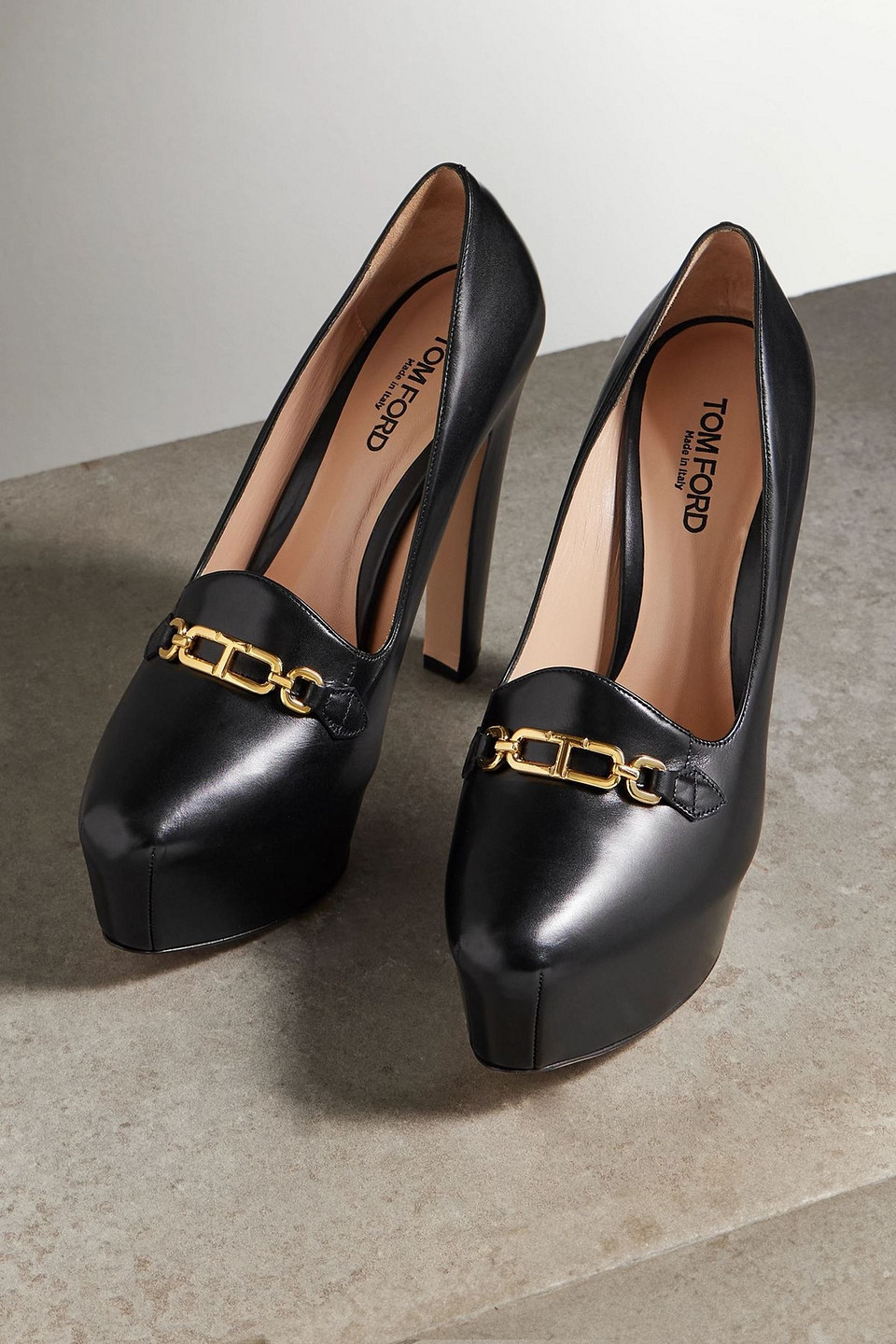 Tom Ford 135mm Whitney Shiny Croc-embossed Leather Platform Pumps In Black