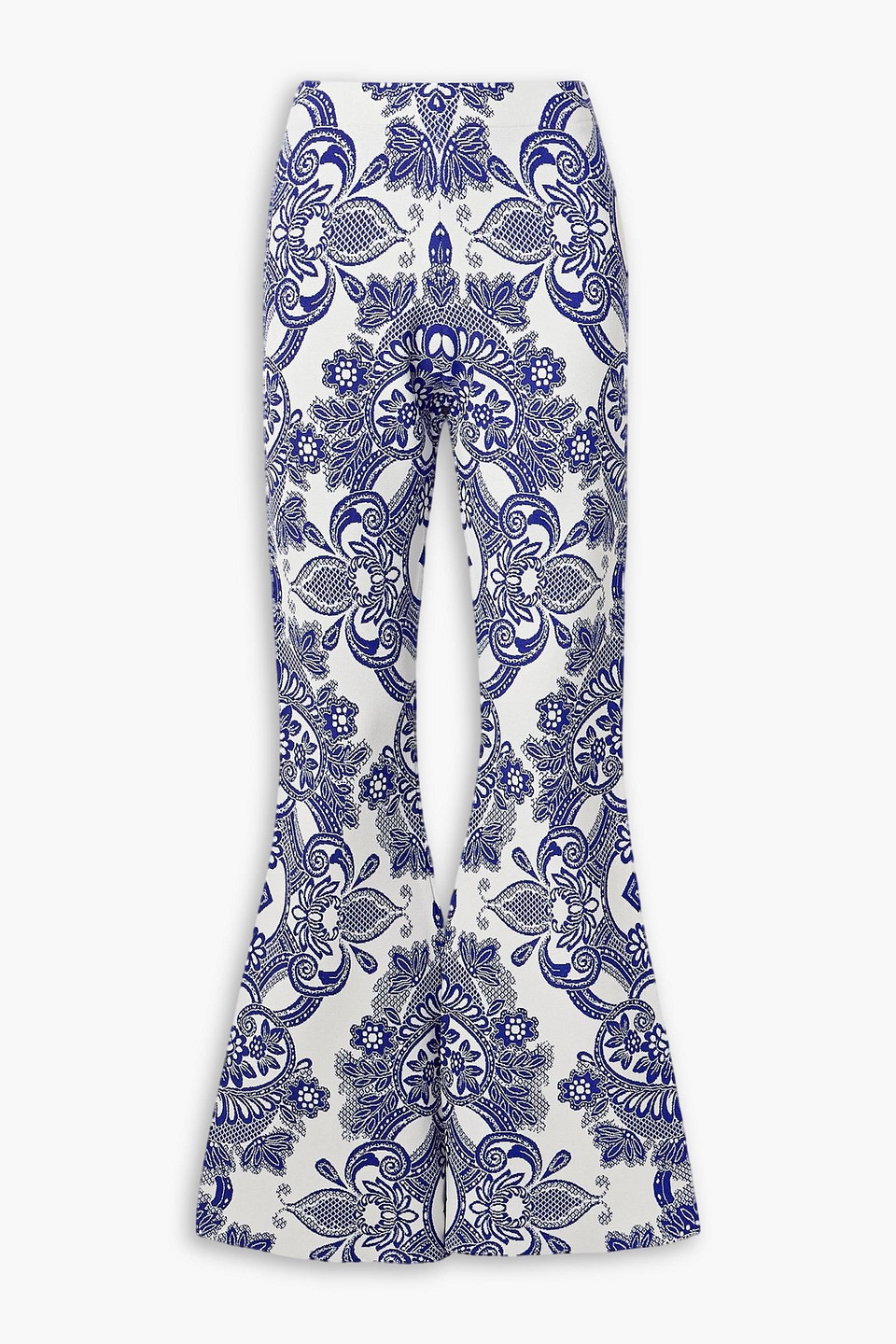 Etro Jacquard-knit Flared Pants In Purple