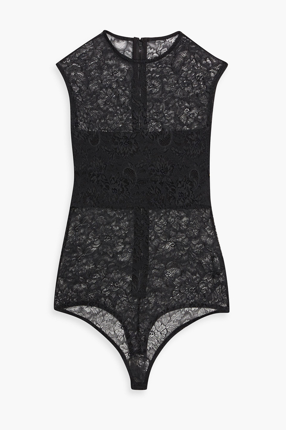 alice olivia - stretch-lace bodysuit - black - l