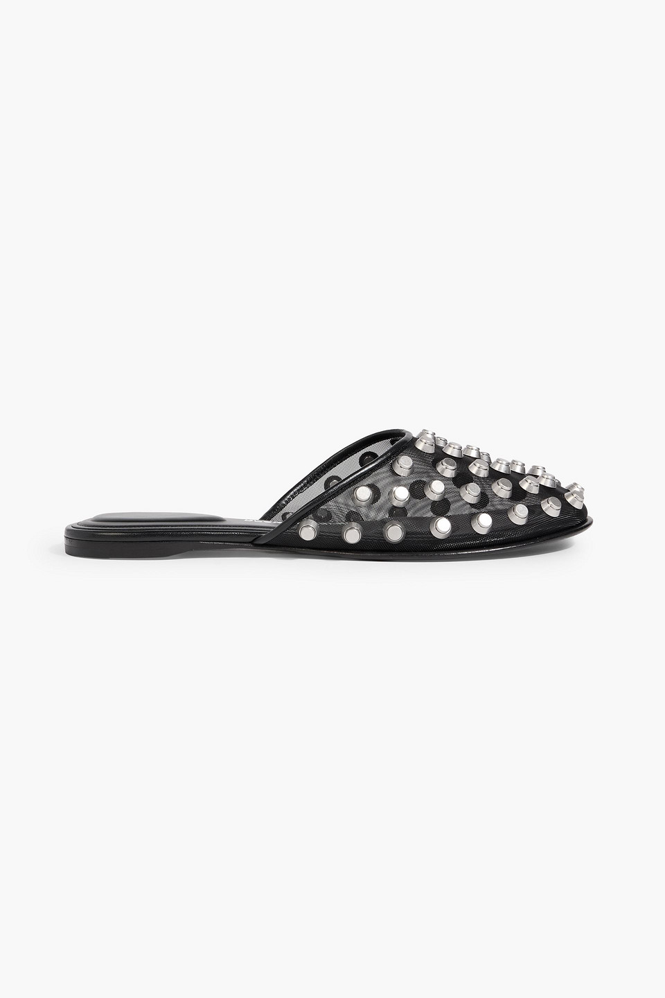 alexander wang - rhodes studded mesh slippers - black - eu 35