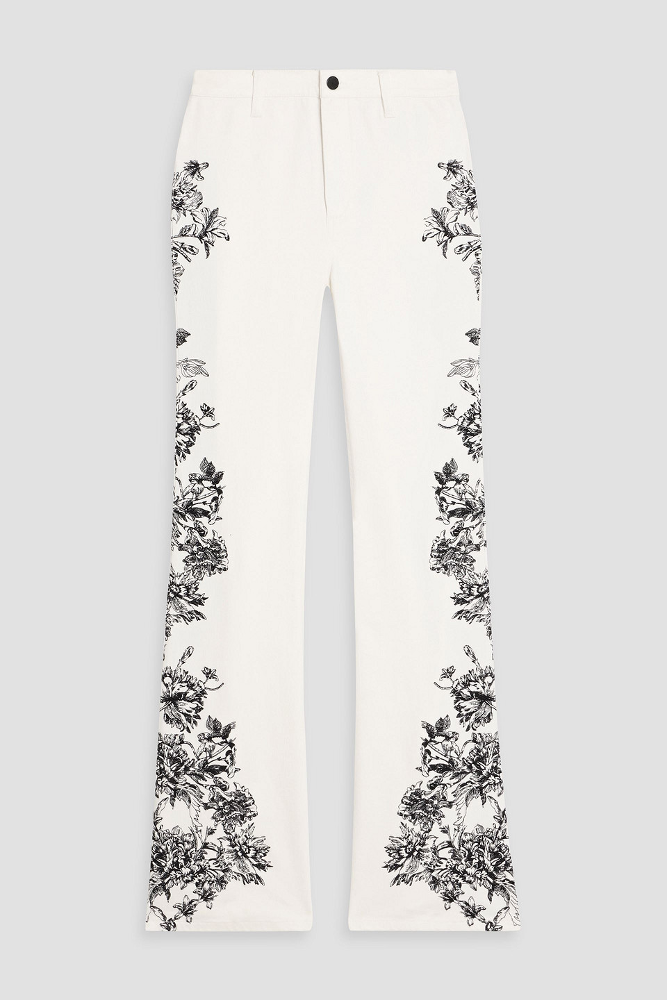 Alice And Olivia Sb Embroidered High-rise Flared Jeans In White