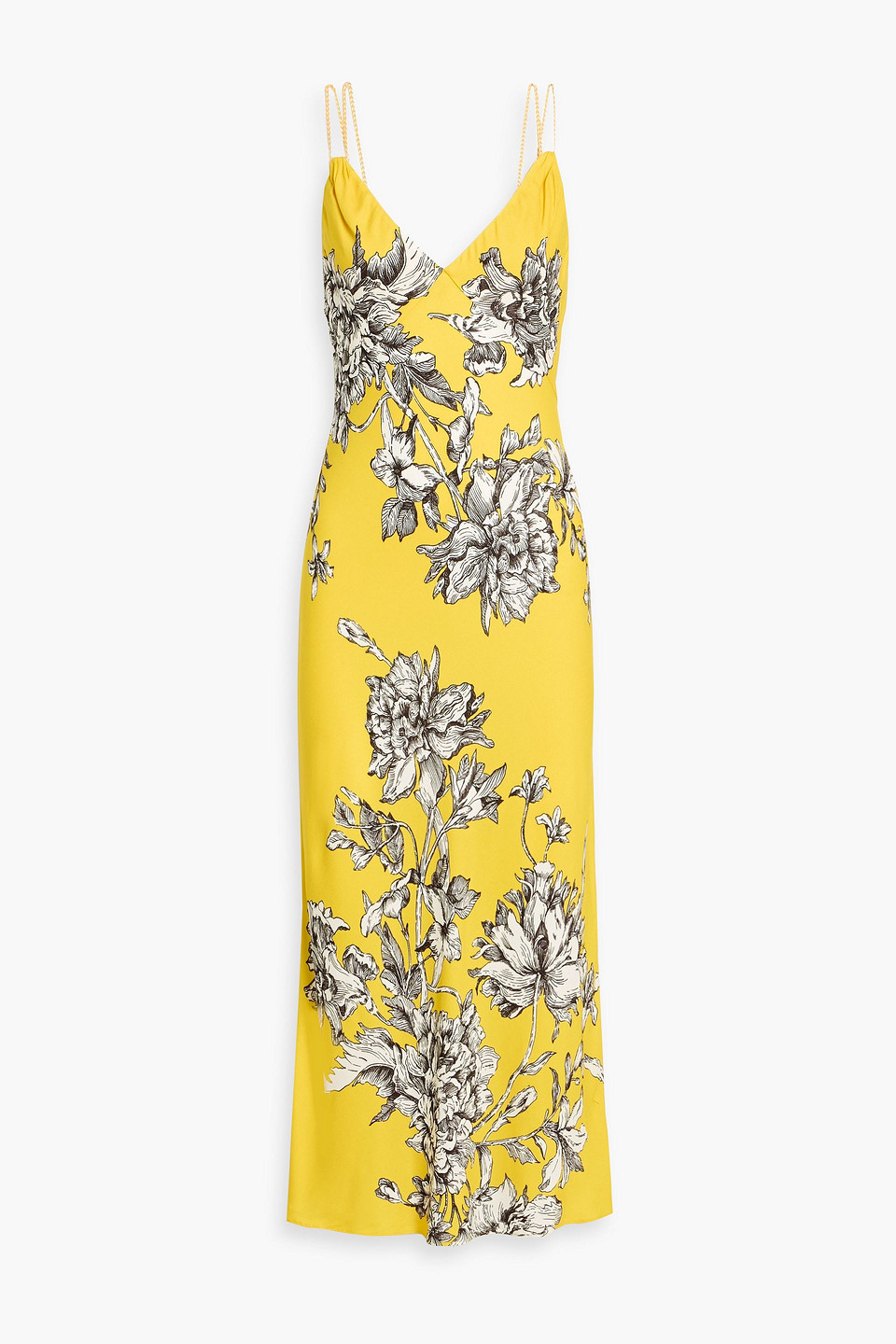 alice olivia - kiro floral-print crepe midi dress - yellow - us 0