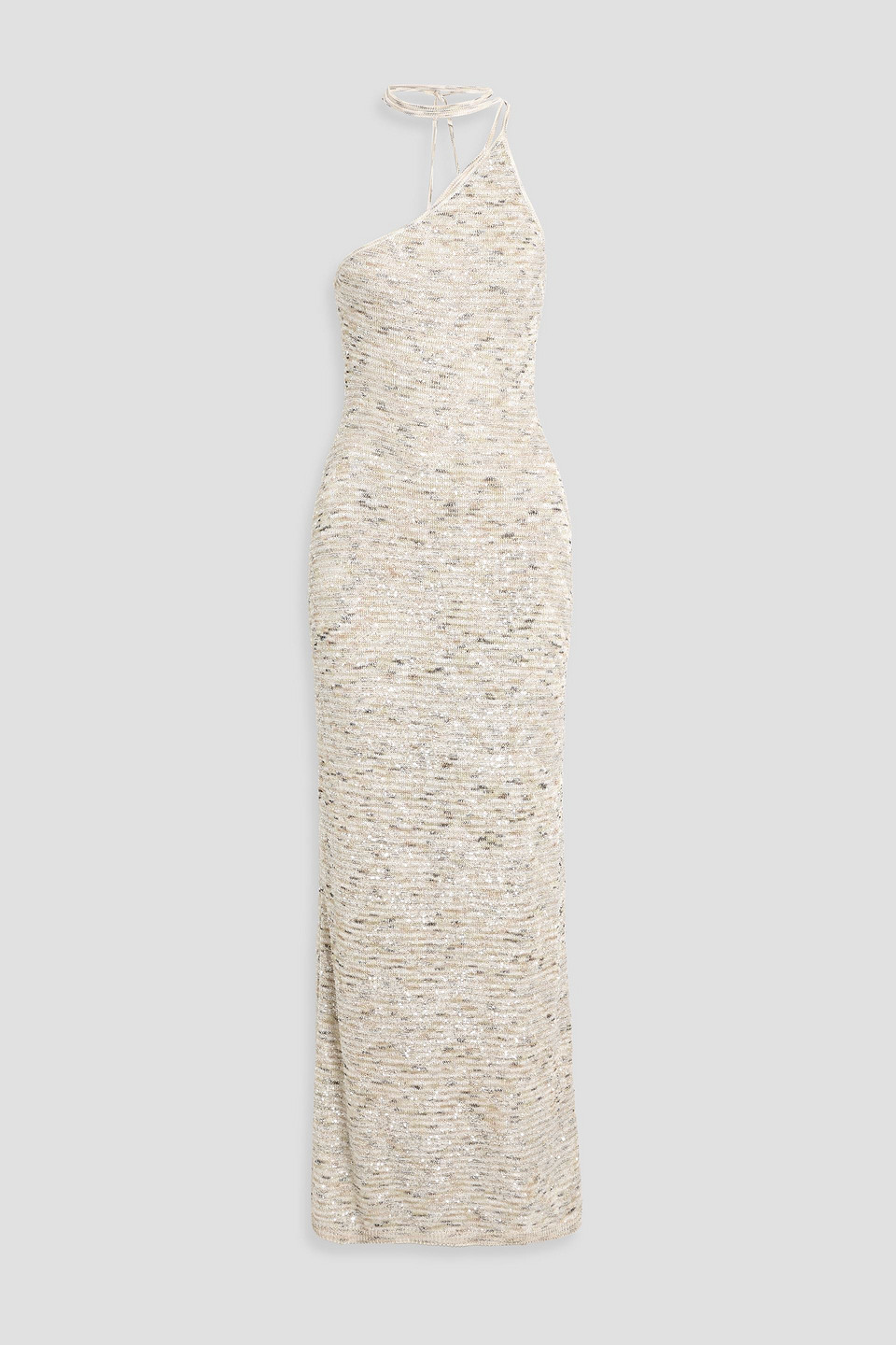 Missoni One-shoulder Sequin-embellished Crochet-knit Gown In Neutral