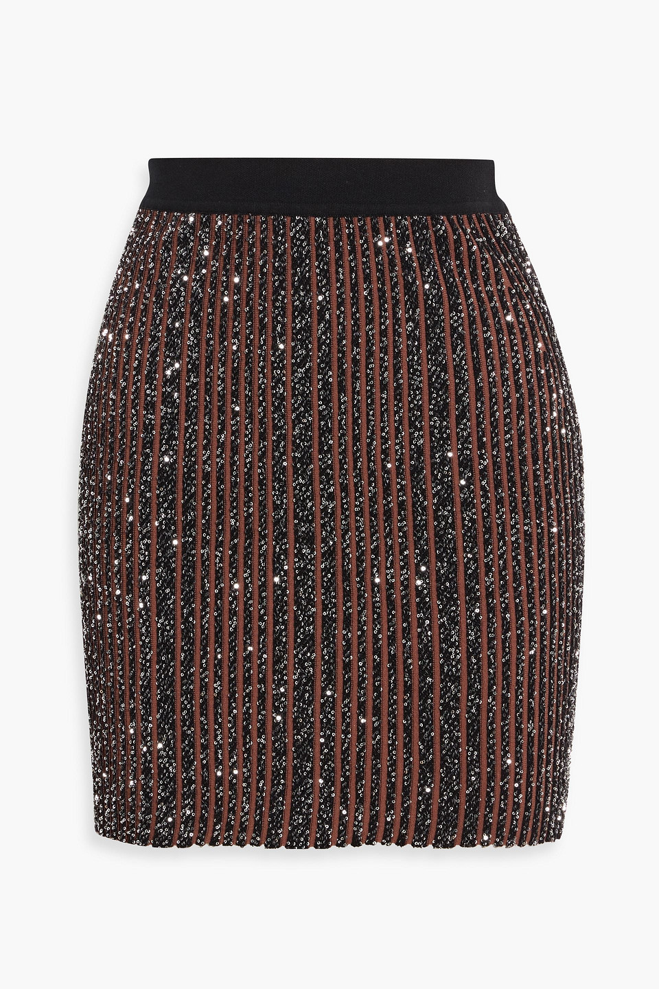 Missoni Sequin-embellished Ribbed-knit Mini Skirt In Black