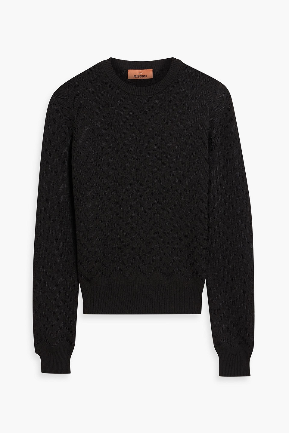 Missoni Crochet-knit Cotton-blend Sweater In Black