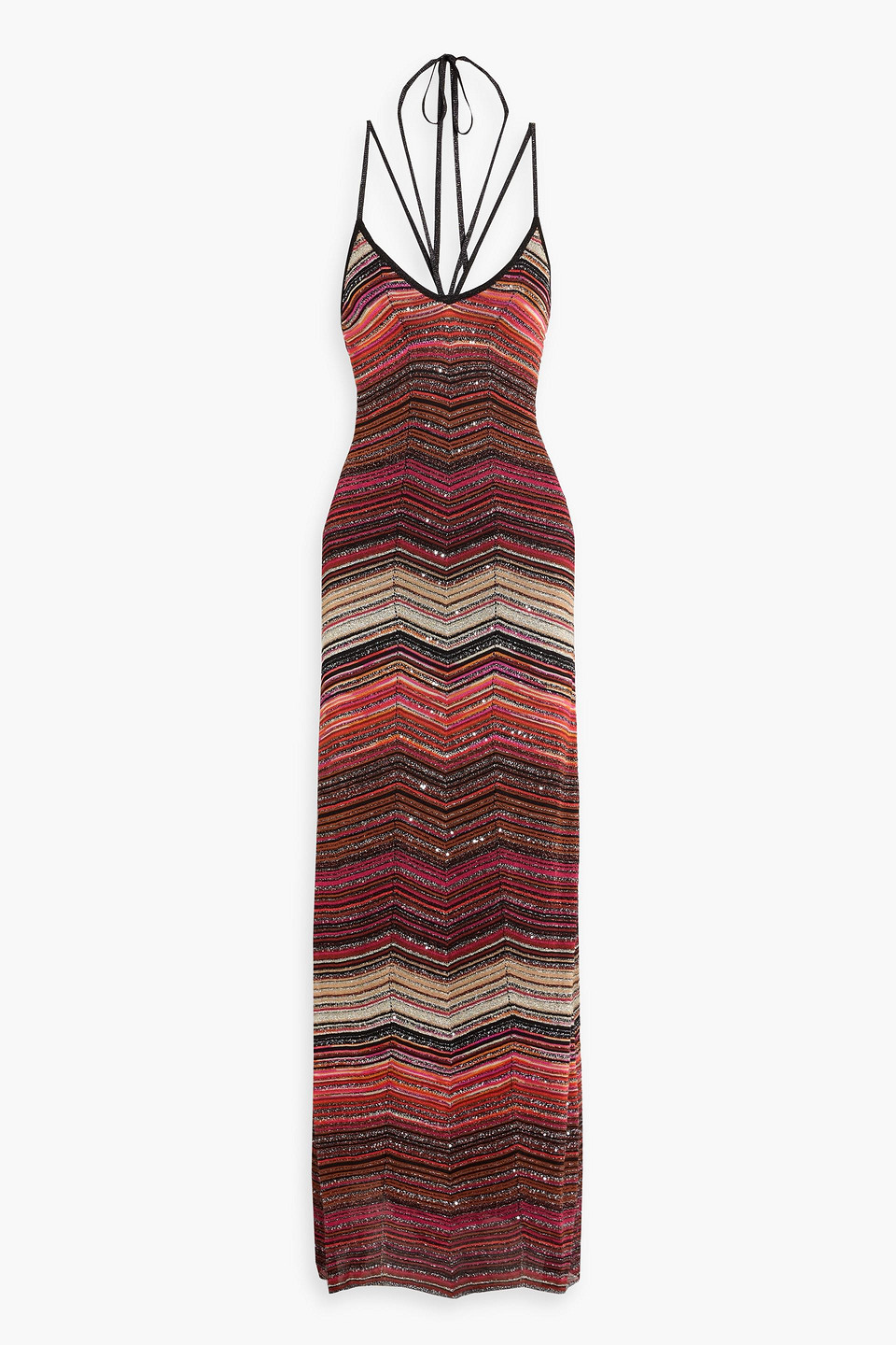 Missoni Sequin-embellished Crochet-knit Halterneck Maxi Dress In Multi