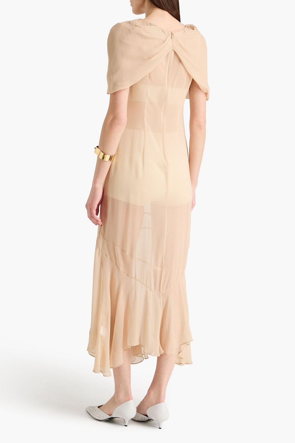  Simone Rocha - Drapiertes Maxikleid Aus Seidenchiffon - Neutral - Uk 6 