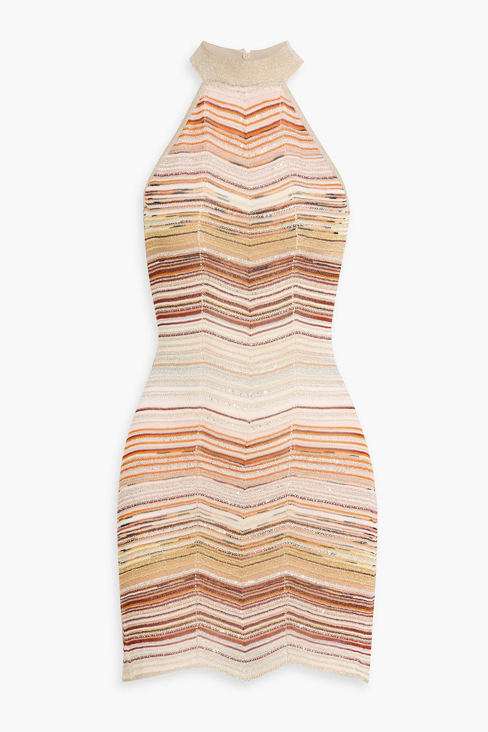 Missoni Metallic Crochet-knit Mini Dress In Orange