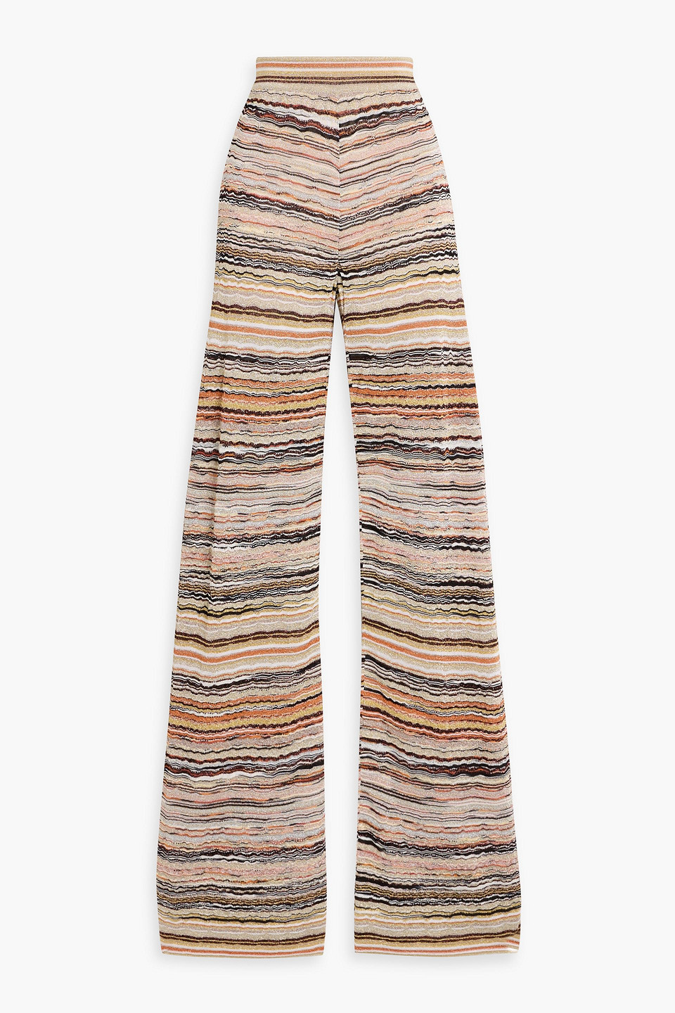 Missoni Metallic Space-dyed Crochet-knit Wide-leg Pants In Brown