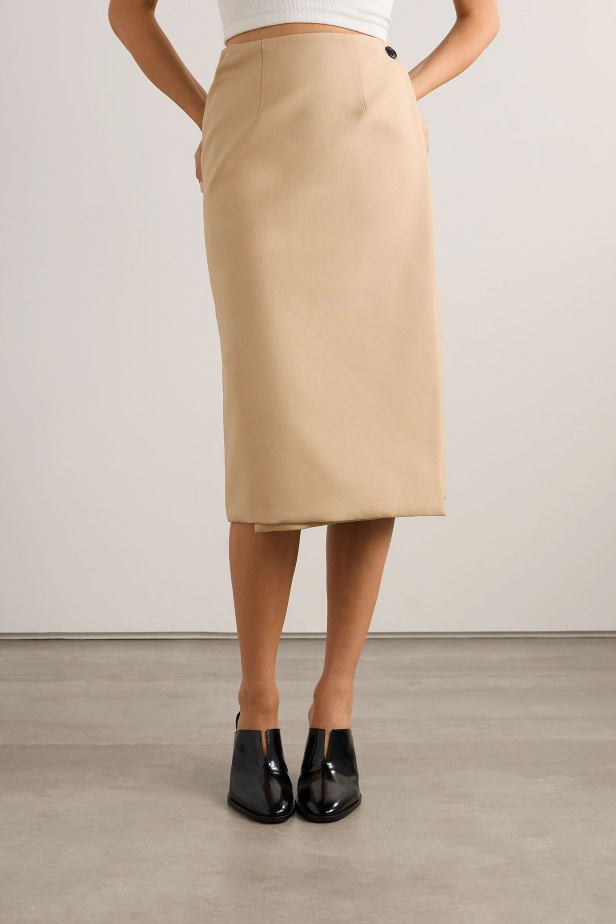 Marie Adam-leenaerdt Reversible wool wrap midi skirt