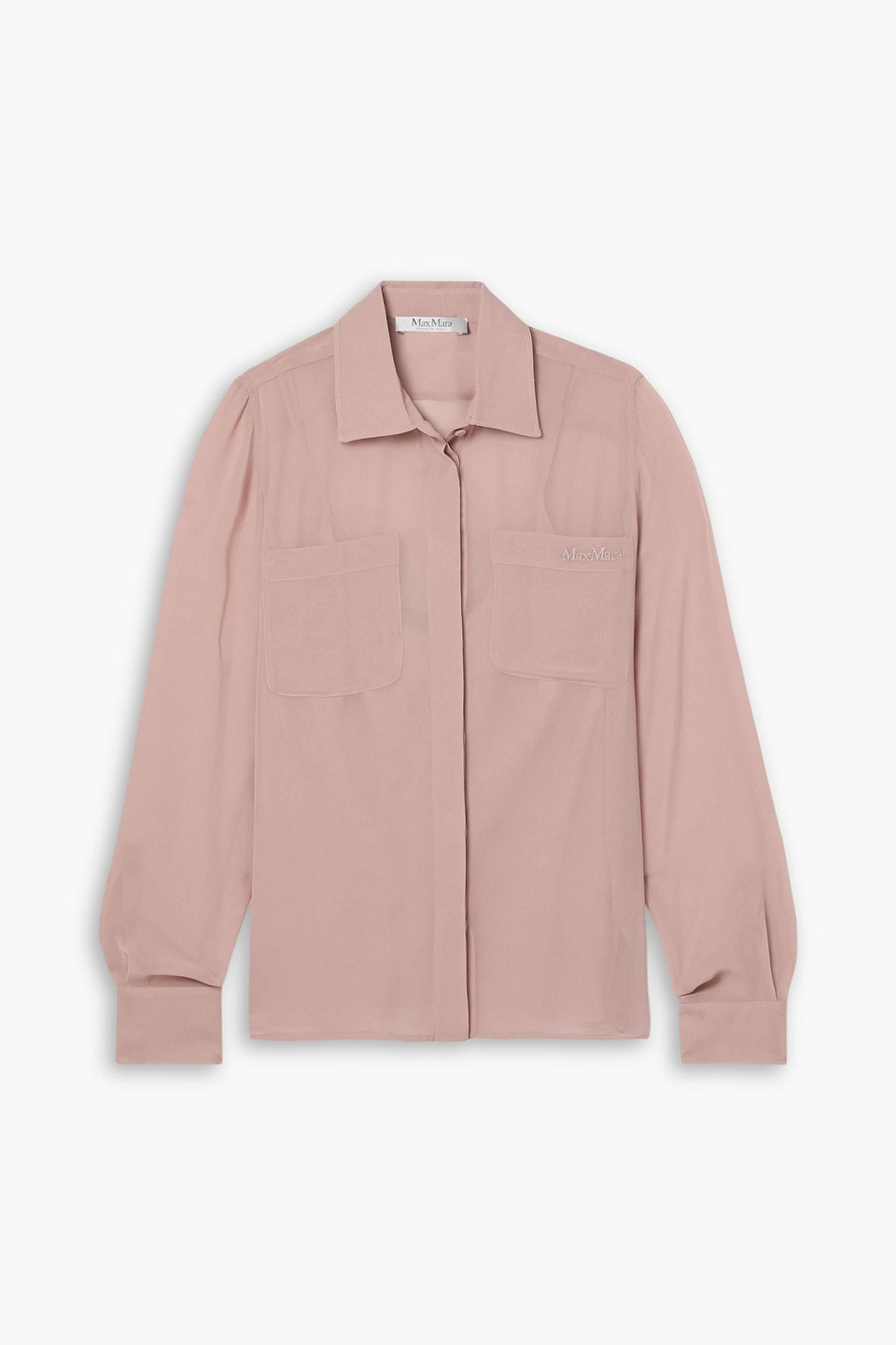 max mara - ercole silk-georgette shirt - pink - it 36