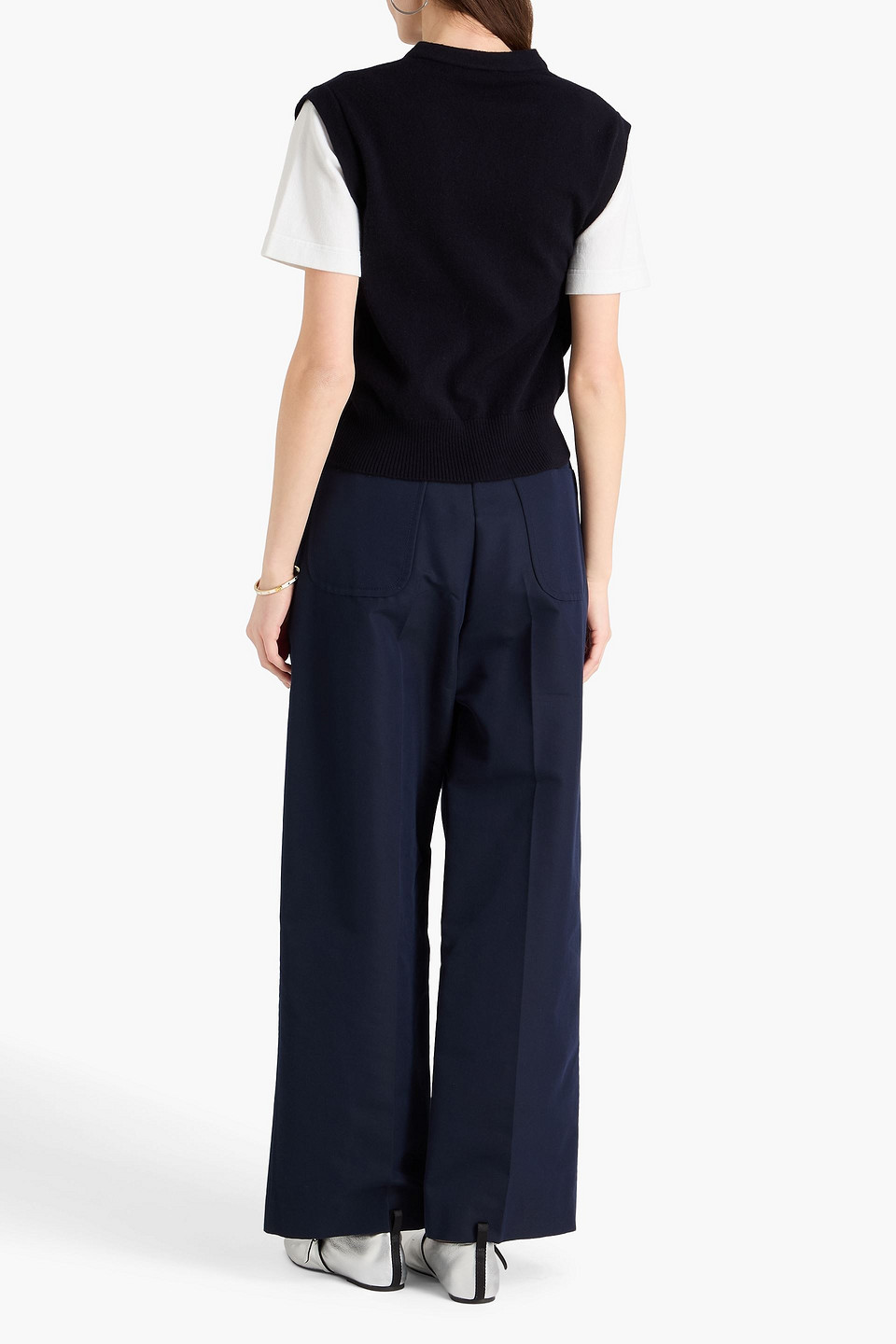  Sandro - Cardigan Aus Einer Woll-kaschmirmischung Mit Jersey-einsätzen - Blau - 4 