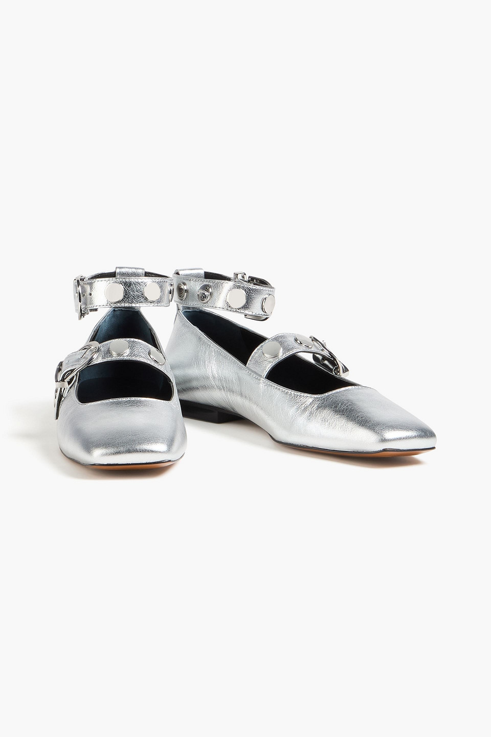  Maje - Metallic Leather Mary Jane Flats - Metallic - Eu 36 