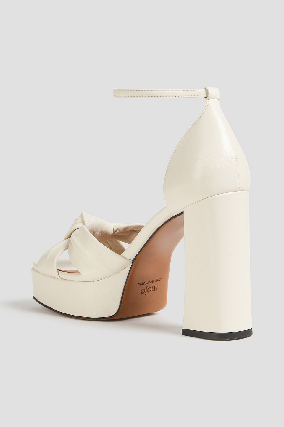  Maje - Knotted Leather Platform Sandals - White - Eu 40 