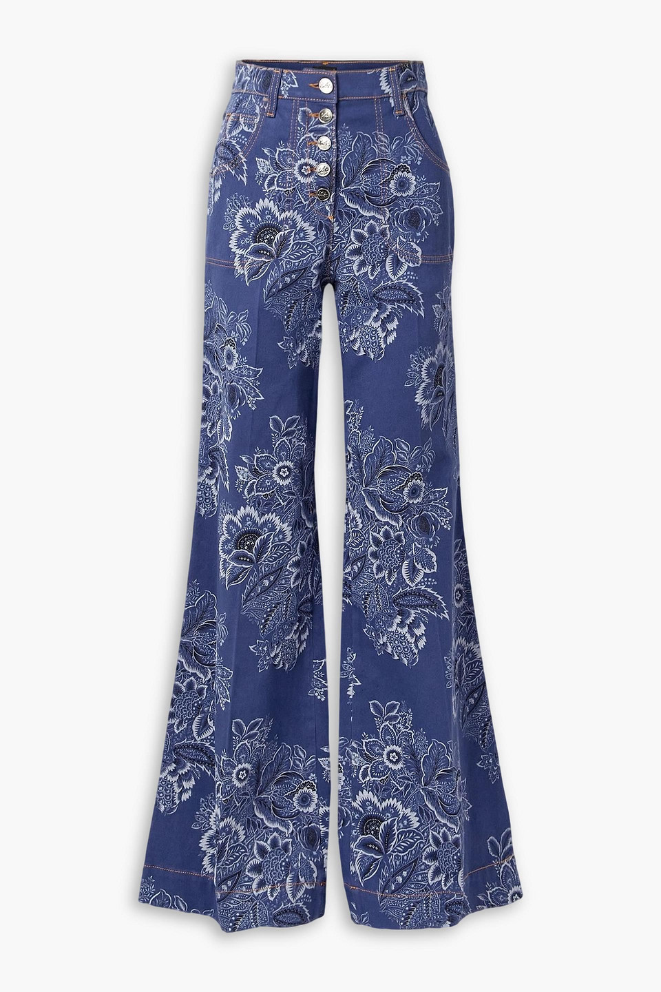 Etro Printed High-rise Flared Jeans In Blue
