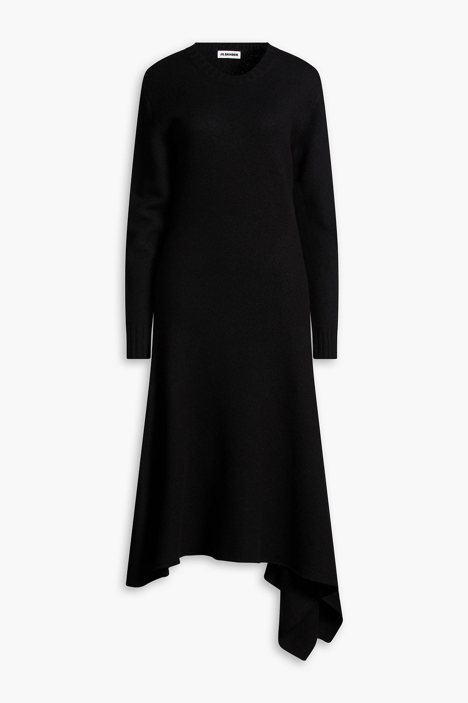 jil sander - asymmetric wool dress - black - fr 32