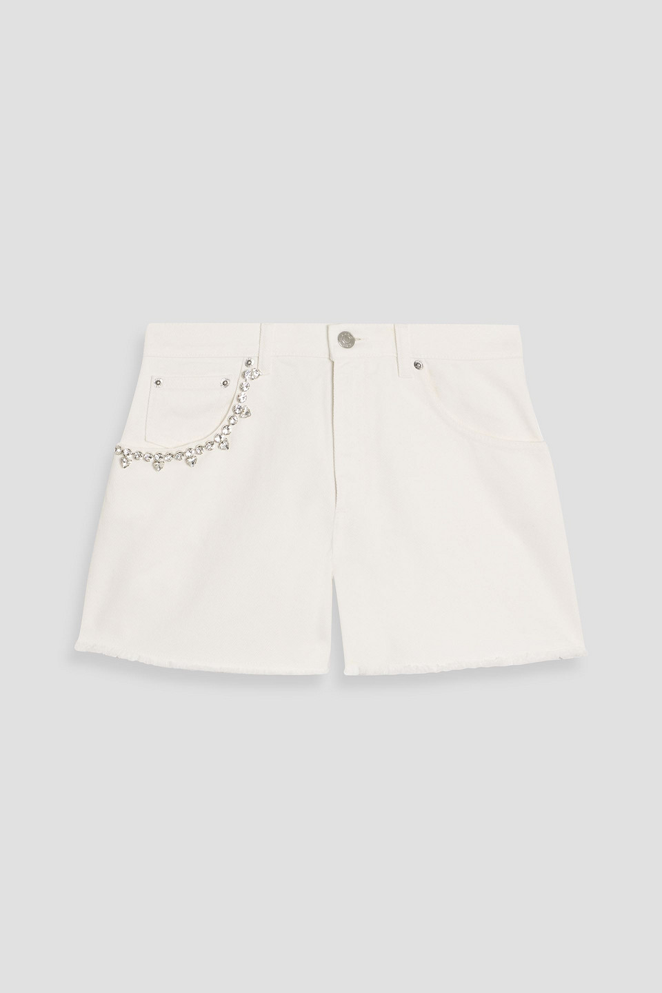 area - crystal-embellished denim shorts - white - 24