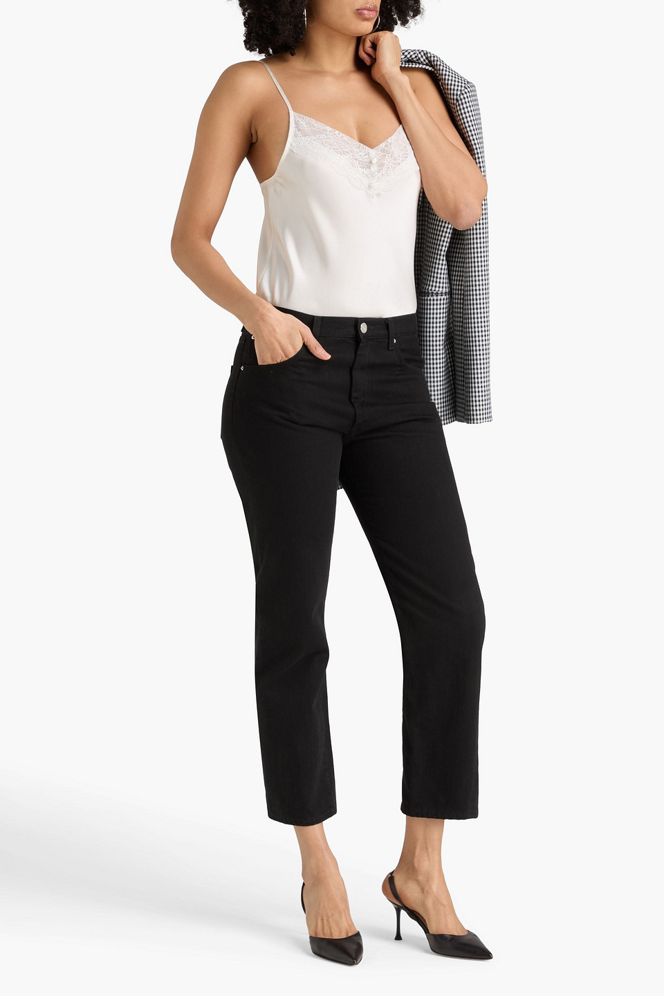  Maje - Top Aus Satin Mit Spitzeneinsätzen - Weiß - 4 