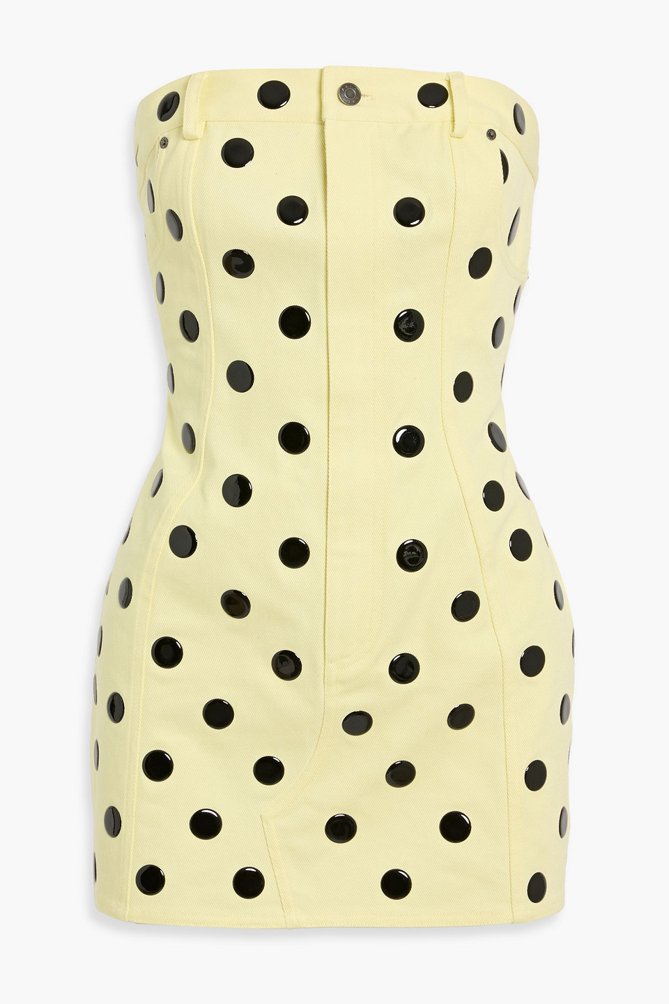 area - strapless polka-dot denim mini dress - yellow - us 12
