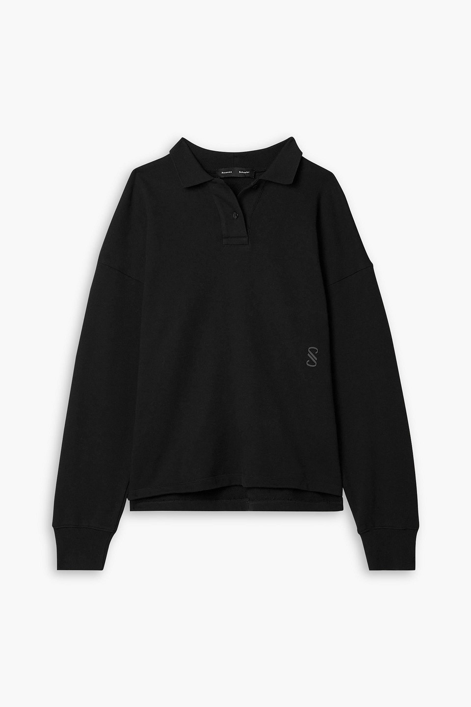 proenza schouler - brooks flocked cotton-jersey polo shirt - black - l