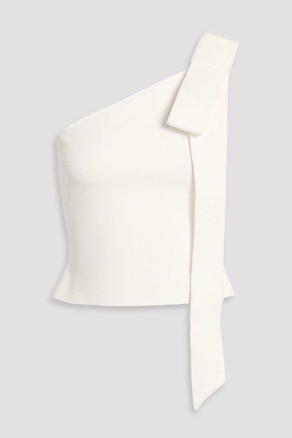 cult gaia - nomi one-shoulder bow-detailed stretch-knit top - white - l