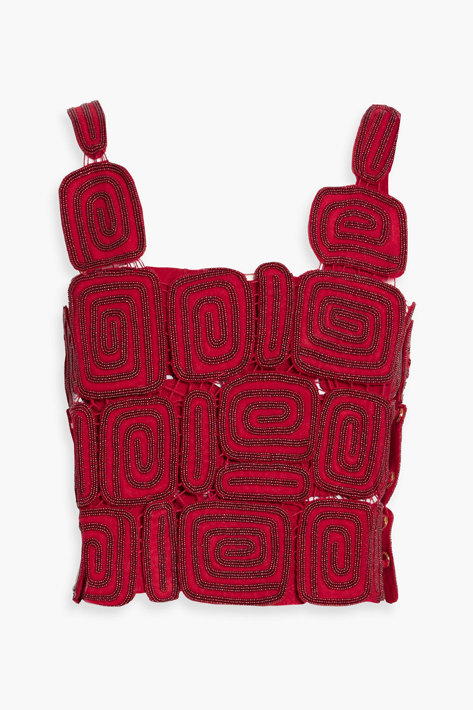 cult gaia - reia cropped bead-embellished wool-blend top - burgundy - xs