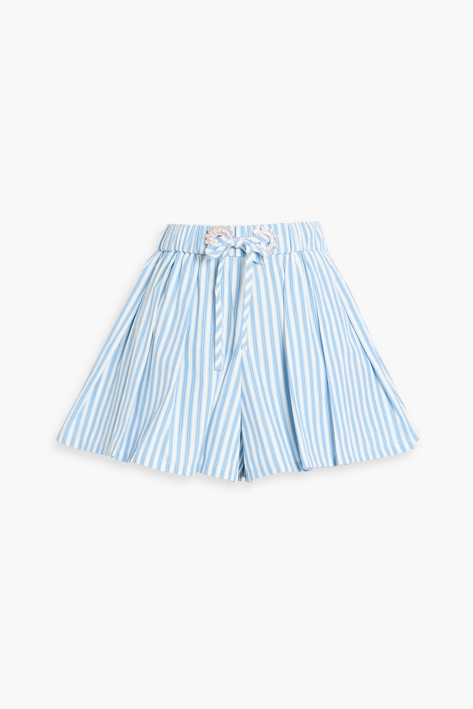 area - striped embellished cotton-blend poplin shorts - blue - xs