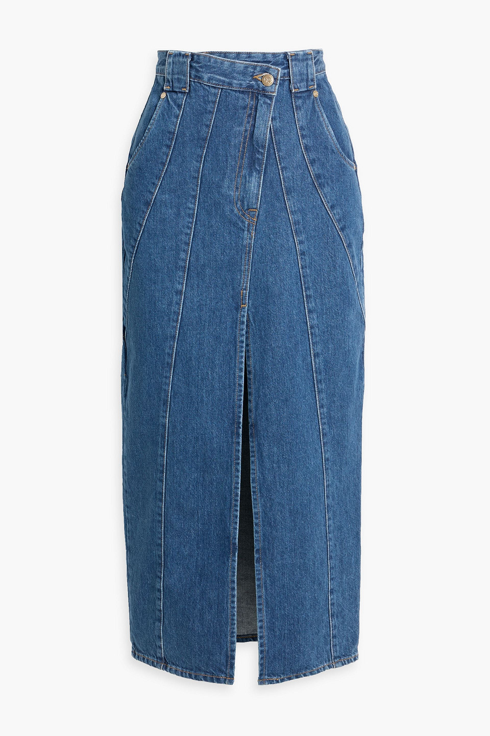 Cult Gaia Mia Denim Midi Skirt In Blue