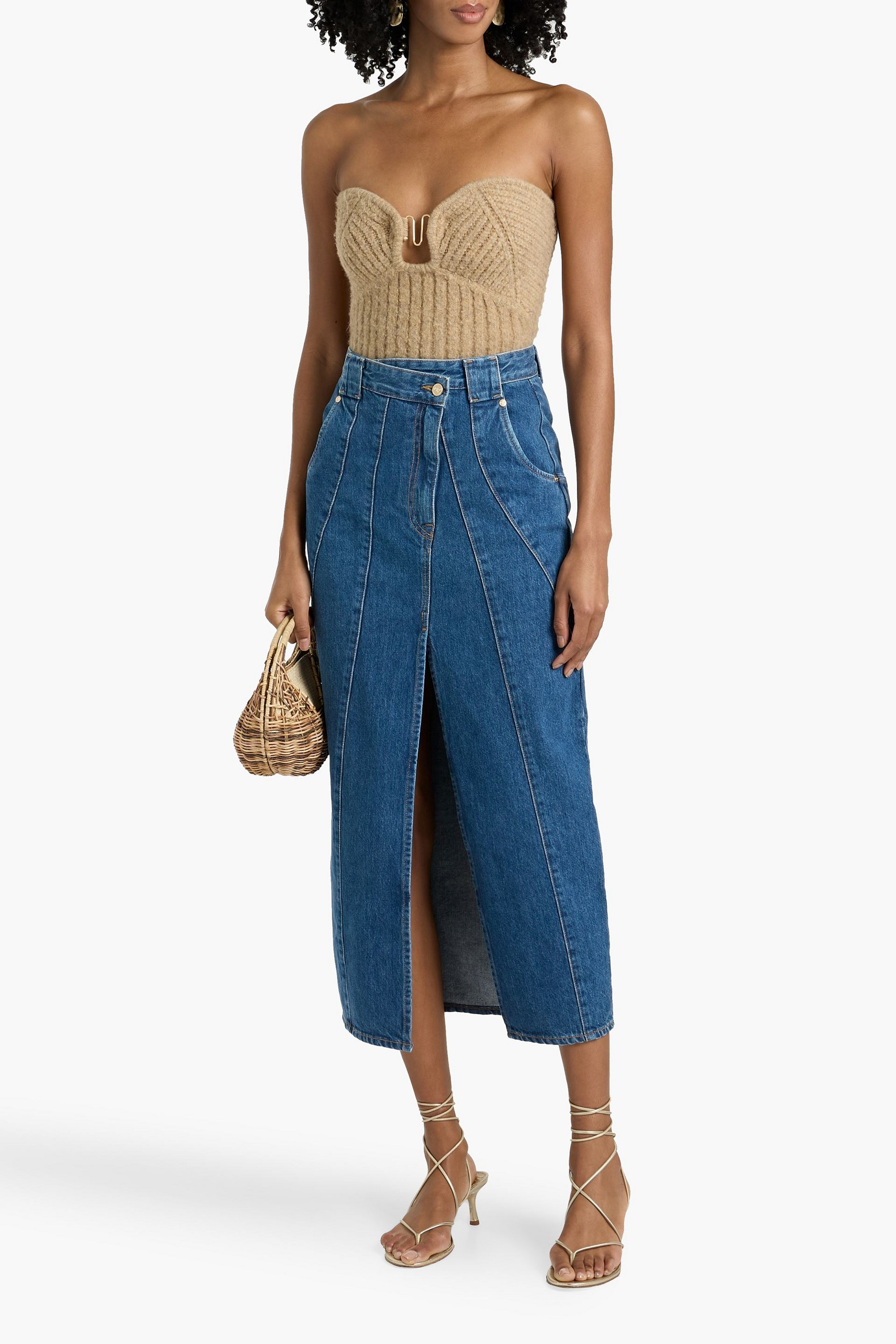 Cult Gaia Mia denim midi skirt