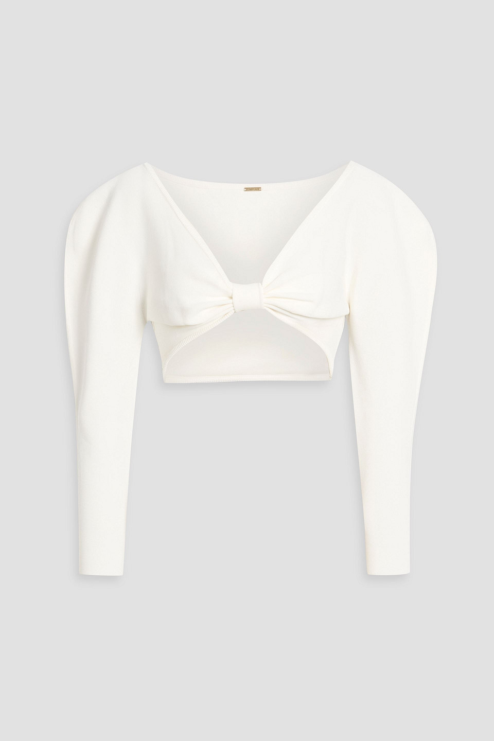 cult gaia - ellie cropped knotted stretch-knit top - white - m