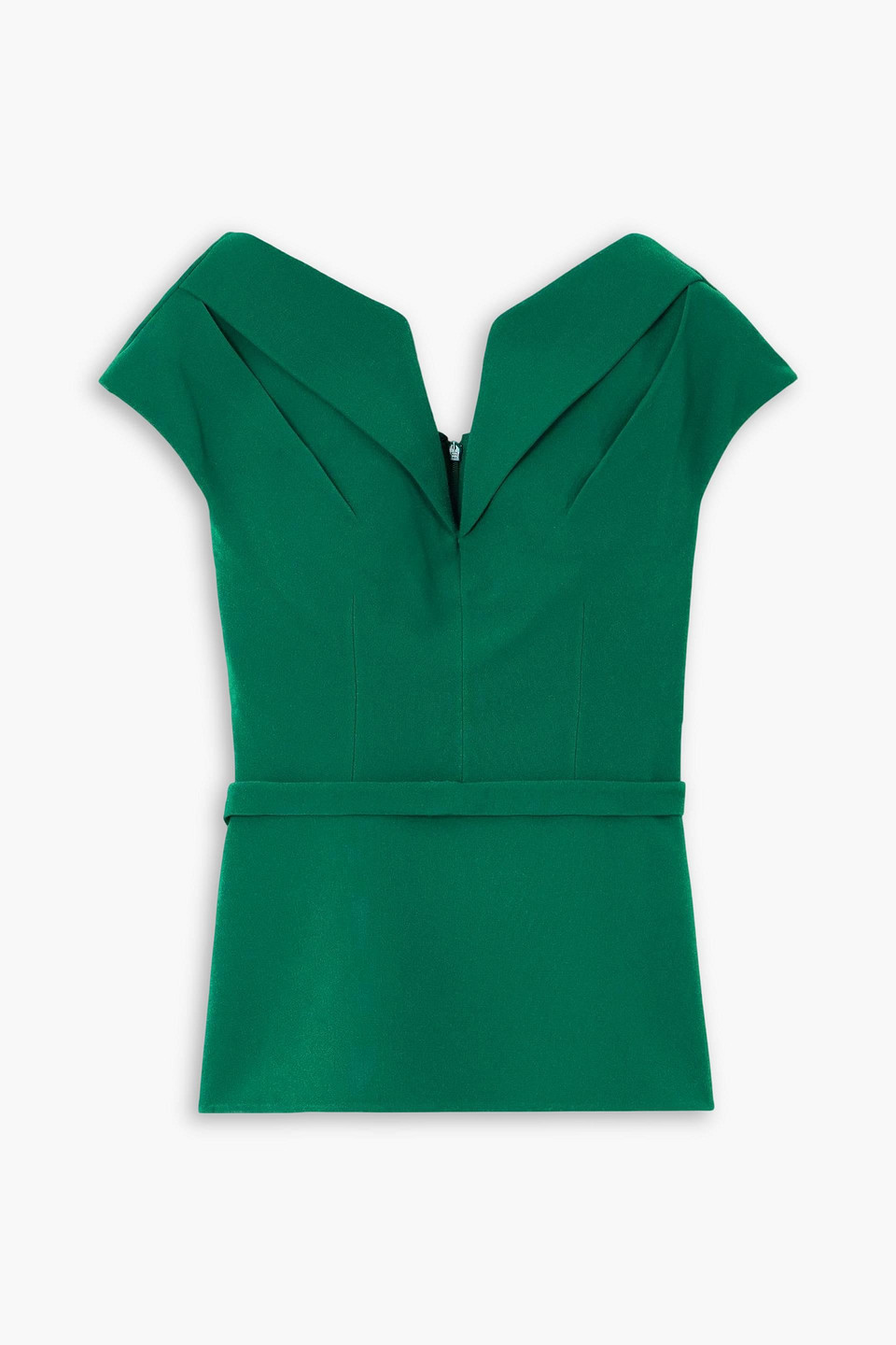 Safiyaa Aliye Off-the-shoulder Belted Crepe Top In Green
