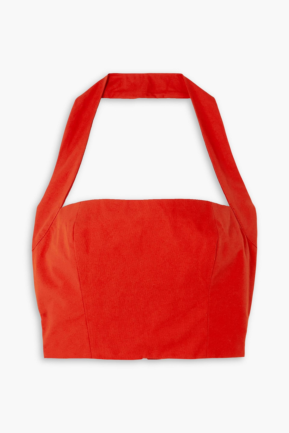 Tolu Coker Woop Cropped Cotton Halterneck Top In Red